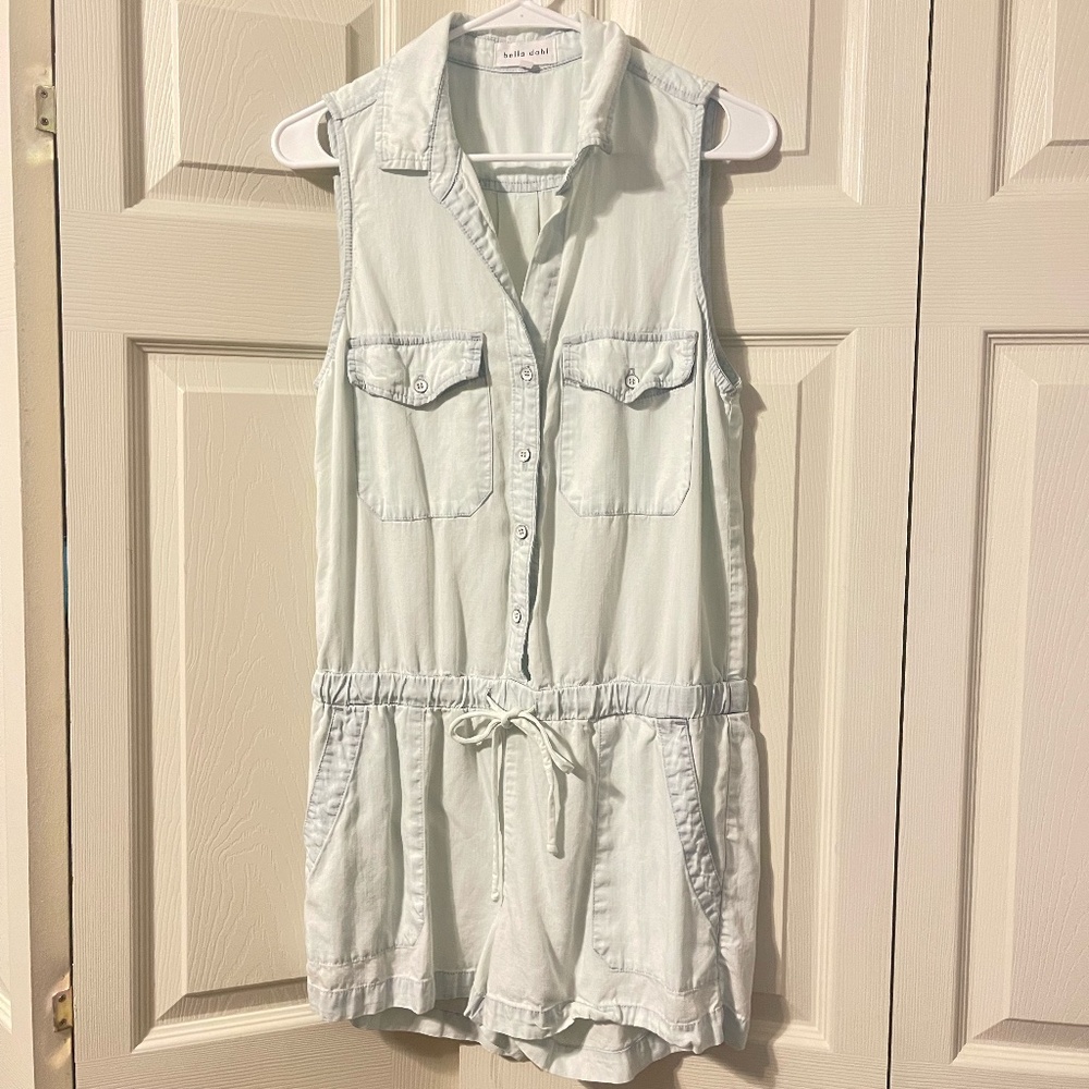 Bella Dahl Women's sunny lime Sleeveless Drawstring Romper  Size S.  #094